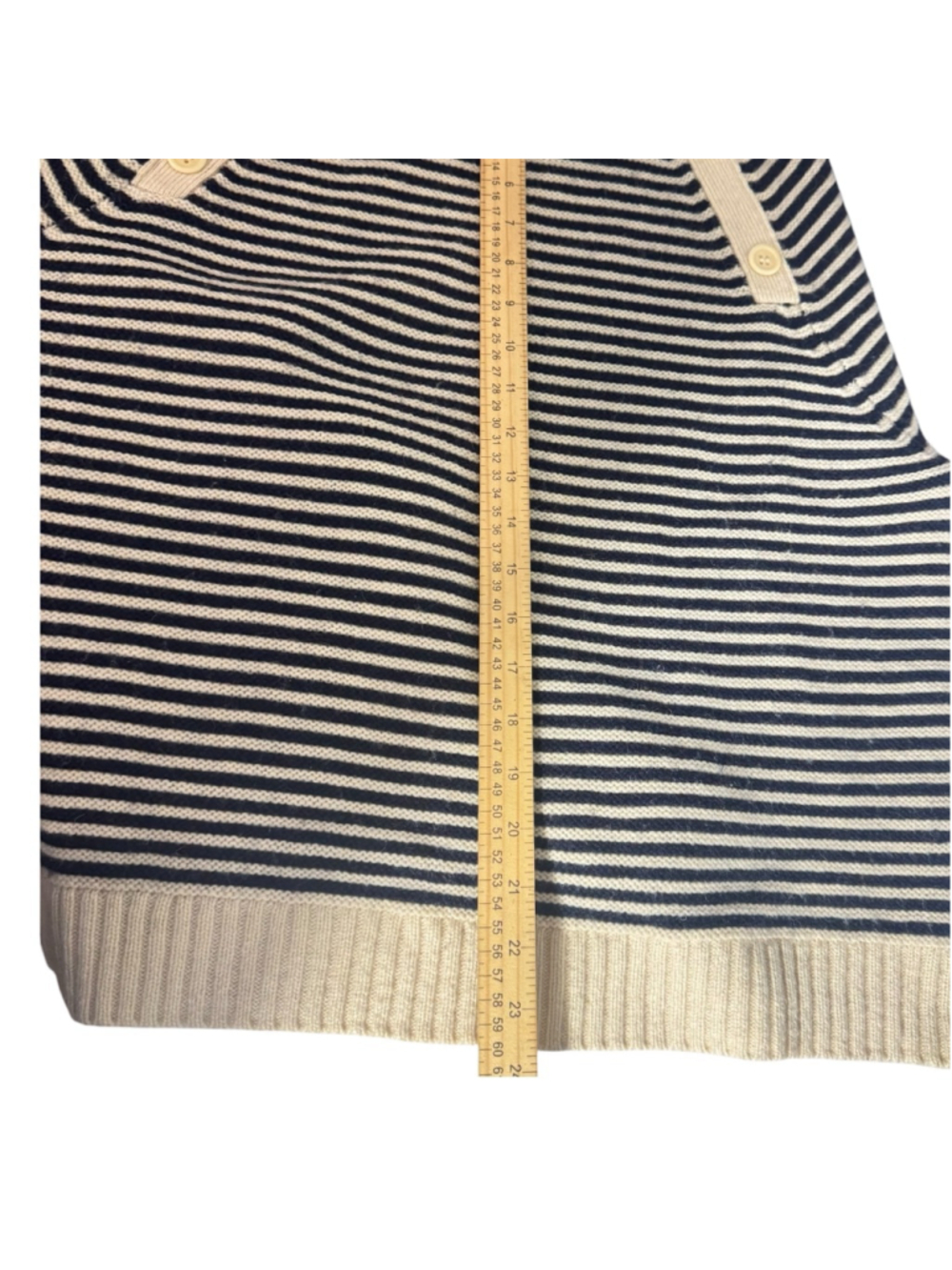 2X J. Crew Crewneck Shoulder button Tippi sweater Nautical Stripes Navy & Cream - Picture 8 of 11